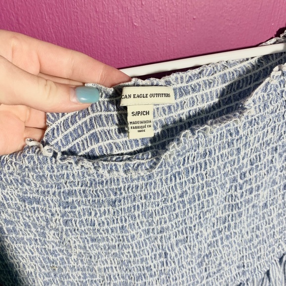 American Eagle Blue & White Peplum Top - Picture 3 of 3